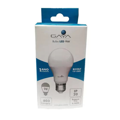 Lâmpada LED Bulbo A60 - Bivolt - 25000H  - 6500K - 9W - GAYA