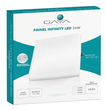 Painel Infinity Led  Quadrado 22,5X22,5Xcm - 6000K - 36W - Gaya
