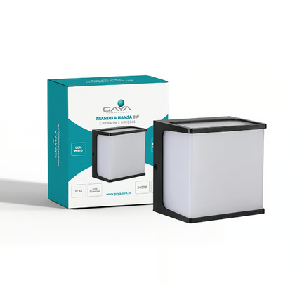 ARANDELA DE PAREDE LED HANSA 8W 3000K PRETA 12CM - GAYA