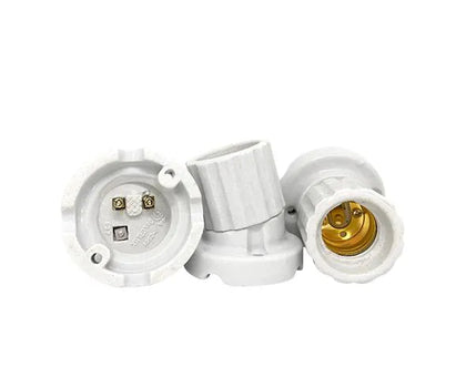 Bocal base E27, porcelana, tipo angular, 4A/0-250V, cor branco, (bl 1un) - DECORLUX