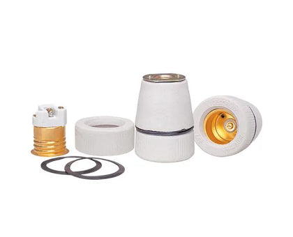 Bocal base E27, porcelana, tipo de tempo, 4A/0-250V, cor branco - DECORLUX
