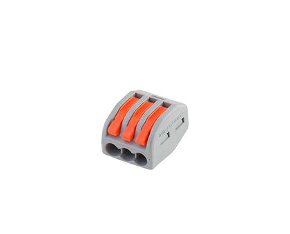 Conector de emenda e derivação, plástico, 0,5-4mm², 3P, 32A, cor cinza - DECORLUX