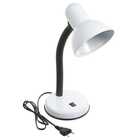 Luminária Mesa Clássica E-27 -branca C/preto - DECORLUX