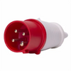 Plugue industrial, plástico, 32A 380-415V, 3P+T, 6H, IP44, cor vermelho - DECORLUX