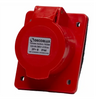 Tomada industrial embutir, plástico, 32A 380-415V, 3P+T, 6H, IP44, cor vermelho - DECORLUX